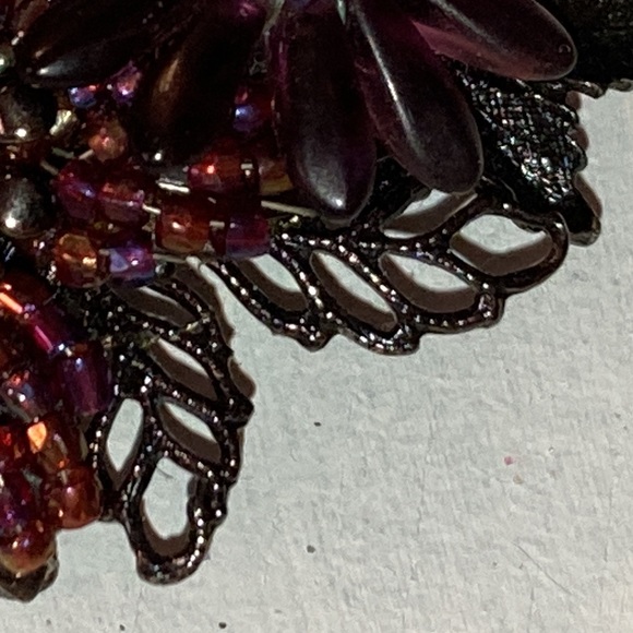 VINTAGE CARA STIMMEL LTD BEADED FLOWERS BROOCH/PIN - SIGNED - Picture 13 of 13